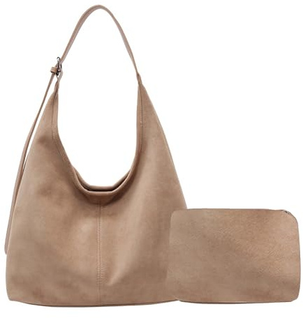 Generisch Wildleder Tasche Damen-shopper Suede Hobo Slouchy Vintage Leather Tote Bag Handtasche uni Satchel for Work Travel