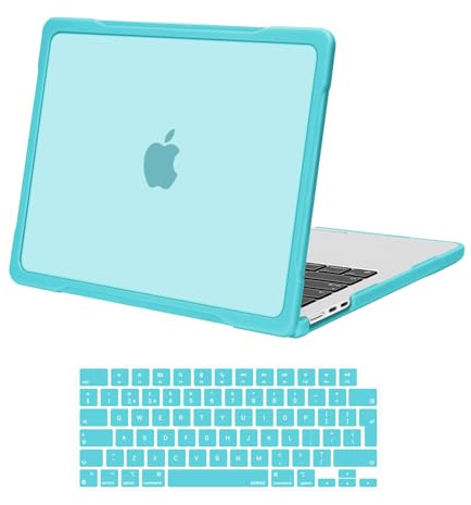 MOSISO Compatible with MacBook Air 13 inch Case M5 M4 M3 M2 2026-2022 A3449 A3240 A3113 A2681,Soft TPU Bumper Anti-Cracking&Fingerprint Hard Shell&KeyboardShin for MacBook Air 13.6 Case, Turquoise