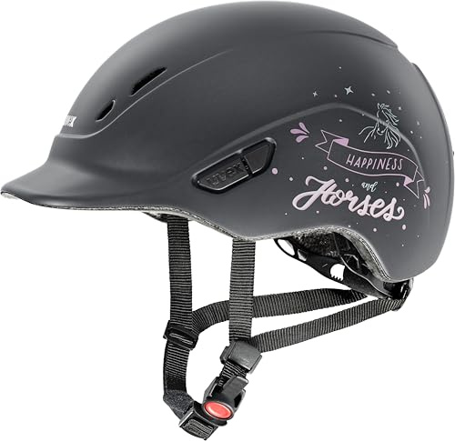 uvex kidoxx Casco da equitazione leggero per bambini, adattamento individuale, ventilazione ottimale, Happy Horse Anthr Mat 3XS-XS
