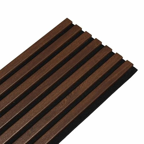 Panneau Mural Acoustique tasseaux Bois 250 x30 x 1,9 cm - décor chêne foncé/Feutrine Noir - 0,75m²
