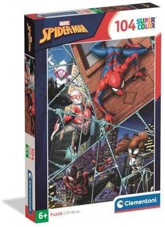 Clementoni Puzzle Spider-Man 104 Stücke für Kindern 6-8 Jahre, Cartoon, Geschenk für Kinder, Puzzle für Kinder, Made in Italy, 25043