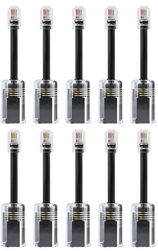 Bamberg 10 pièces Cordon TéLéPhonique DéMêLant RJ9 4P4C 360 DegréS Rotatif éTendu Anti-T-Angle Noir Cordon TéLéPhonique Câble Fixe