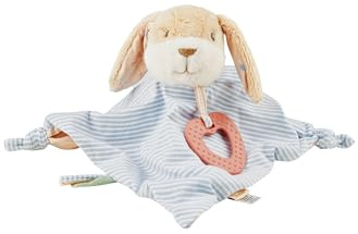 Sterntaler Schmusetuch M Hase Hanni - Kuscheltuch aus weichem Flausch & Jersey - Baby Schnuffeltuch mit Kotendetails & Beißring - Spielzeug ab Geburt zum Greifen, Kuscheln & Entdecken, graublau