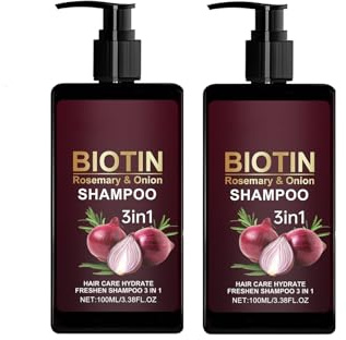 3-in-1 Onion & Rosemary Hair Growth Shampoo for Hair Loss and Thinning Hair, Promotes Healthier, Thicker and Stronger Hair for Women and Men (2PC)
