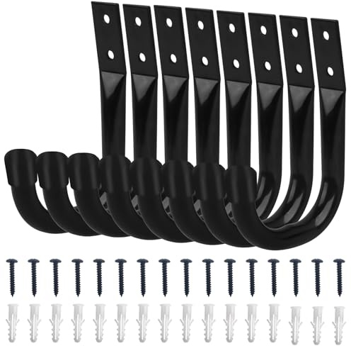 WMYMON Heavy Duty Hooks, Garage Hooks, Ladder Hooks, Hook for Hanging Heavy Duty 30kg per Hook(8-Pcs Set) L11cm*W86cm*H10cm