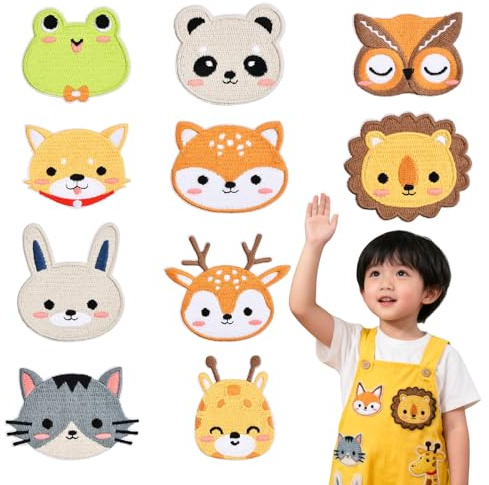 10 Stück Bügelflicken Kinder Tiere Patches Zum Aufbügeln zum Aufnähen Oder Aufbügeln auf Kleidung Kinderkleidung Hut Jeans