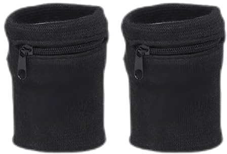 2 Stück handgelenktasche,Handgelenk Tasche schweißband Sport Wristband,Handgelenktasche mit Praktischer Reißverschlusstasche, Schweißbänder Schweißband Set für Herren Damen Fußball,Basketball Tennis