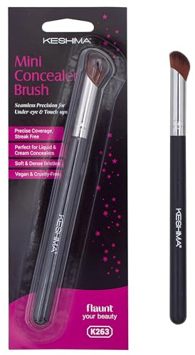 Mini Concealer Brush by Keshima, for Under Eye, Nose & Precision Touch-Ups ; Seamless Blending, Streak-Free Finish with Soft Dense Bristles for Liquid, Cream & Powder ; Vegan & Cruelty-Free