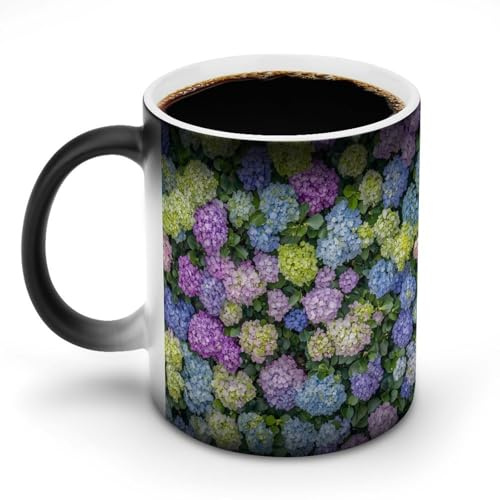 Hydrangeas Colord Floral Funny Heat Changing Mug Ceramic Coffee Cup Color Change Mugs Personalised Gifts