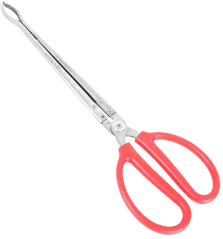HOUDERCO Edelstahl Fütterungszange für Reptilien 52cm Gebogen rutschfeste Pinzette für Kriechende Haustiere Futterclip mit Ergonomischem Griff für Terrarien und Schlangenzubehör