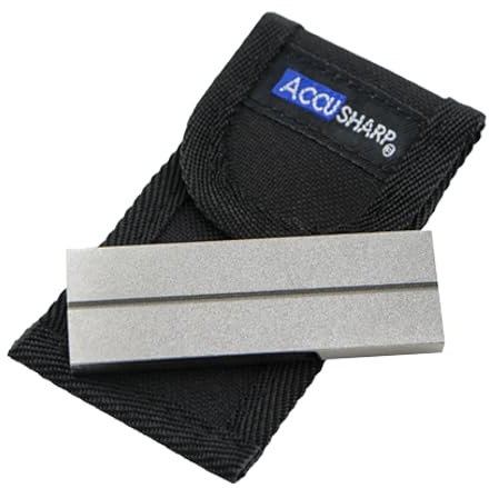 AccuSharp Pocket Stone Sharpener with Pouch, 3 Inch Dual-Sided Sharpening Stone for Knives, Fish Hooks, Camping, Hunting Knives, Restores, Repairs & Hones Blades, Diamond
