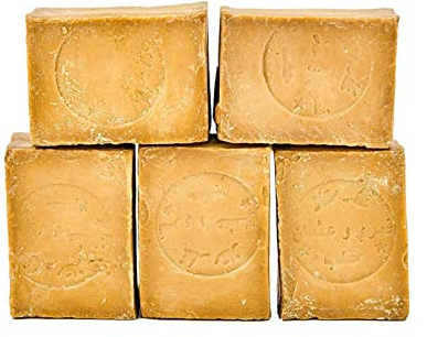 Carenesse Aleppo tvålpaket 95 % olivolja 5 % lagerbärsolja 5 x 200 g | Original lagerolja tvål olivolja tvål för mycket fet hud & hår fast tvål handgjord zero väst utan plast och kemikalier