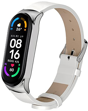 BDIG Kompatibel med Xiaomi Mi Band 5 Mi Band 6 armband läder, ersättningsband vattentätt läderarmband, handledsband, tillbehör för Xiaomi MiBand 3 Miband 4