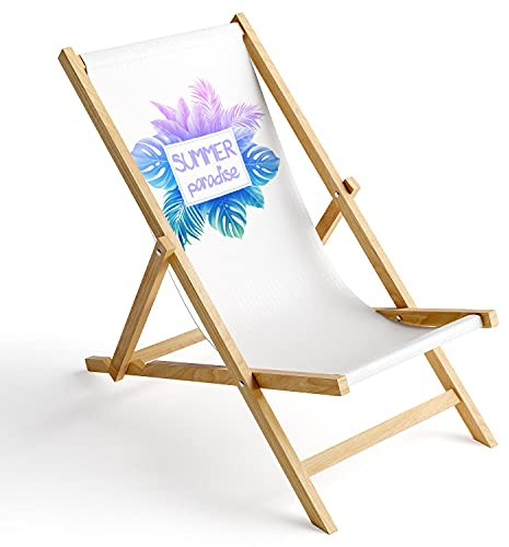 Ferocity Holz-Liegestuhl Klappbar Klappliegestuhl Sonnenliege Strandstuhl Wechselbezug Motiv Summer Paradise [119]