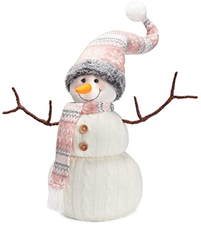 WORLDECO Christmas 2025 Animated Snowman Decorations, Xmas Handmade Plush Ornaments for Indoor, Home and Holiday, Present for Family and Friends