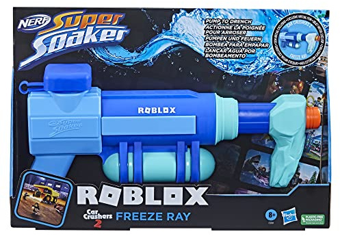 Super Soaker Nerf Roblox Car Crushers 2: Freeze Ray Water Blaster, Includes Code to Redeem Exclusive Virtual Item, Pump Action Soakage F3781, Multicolor
