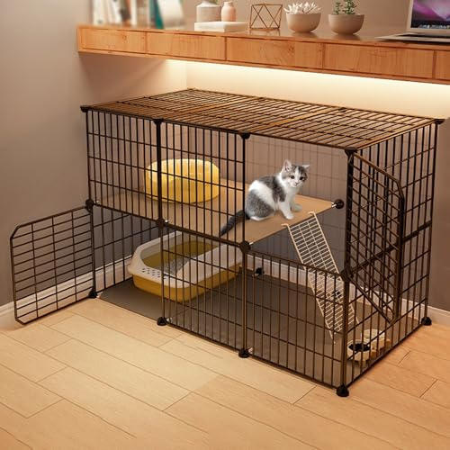 Katzengehege Indoor Kitten XXL Balkon Freigehege Kaninchen Auslaufgitter Laufkäfig Gittergehege Hasen Meerschweinchen Welpenauslauf DIY, Perfekt für Welpentraining(B,109 * 47 * 72cm)