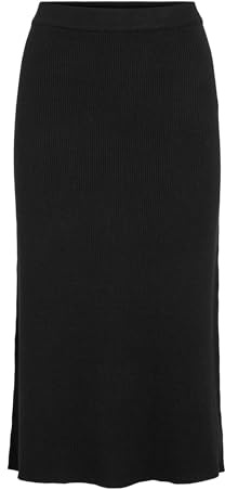 VILA VICOMFY A-Line Knit Skirt- Noos, Jupe mi-Longue Femme, Black,