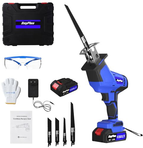 Sega a Gattuccio 21V, 900W Sega alternativa a batteria,Velocità 0-2800SPM, 1500mAh Batterie, 4 Lame, Caricabatterie rapido, Luce LED, Sostituzione Delle Lame Senza Attrezzi,Per Tagliare Rami e Metallo