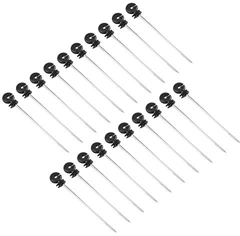 Ejoyous Electric Fence Insulator, 100pcs Long Electric Fencing Rope and Insulator Screw-in Insulators Long Shaft Wire Insulators, for Wood Posts Field Guardian Fencing Pasture