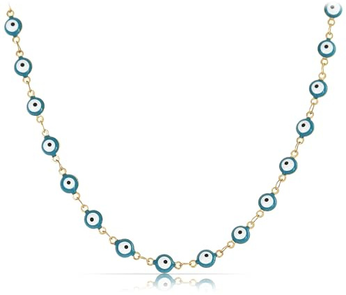 Made by Nami Türkisches Auge Halskette Damen Gold Edelstahl Schmuck 40 + 5 cm Tochter Geschenke von Mama