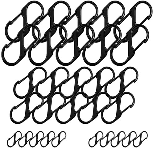 ZWWsullo Edelstahl Karabiner S Karabiner Schlüsselanhänger S-Form Metall Schnalle Doppelkarabiner Schlüsselanhänger Aus Drahtseil Aluminiumlegierung Karabinerhaken S Karabiner Schlüsselanhänger