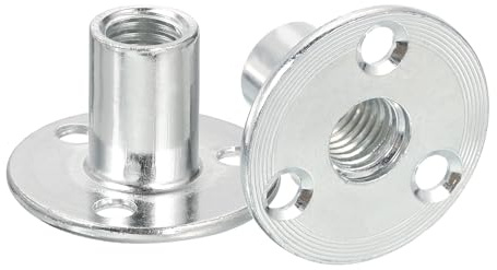 QUARKZMAN M12 Brad Hole Tee Nut, 15pcs Carbon Steel Round Base Screw-in T-Nuts Furniture Hardware Flange Female Thread Insert Nuts.