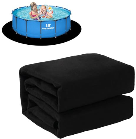 Upgrade Thicken 15ft Round Pool Liner Pad for Above Ground Pool, 300g/㎡ Seamless Swimming Pool Mat, Under Pool Padding, Puncture Protection, Extend Liner Life, Durable Geotextile Material Eco-Friendly