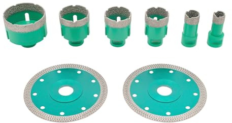Set di 6 frese diamantate M14, 20-68 mm, frese diamantate per trapano in vetro, ceramica, piastrelle, set con 2 dischi da taglio