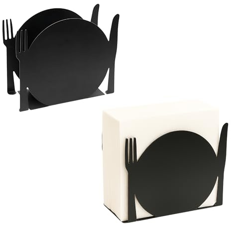 Set da 2 Portatovaglioli Da Tavola in Metallo, Porta Tovaglioli Da Tavolo Nero 15x6x12 cm, Elegante Portatovaglioli Da Cucina Piatto