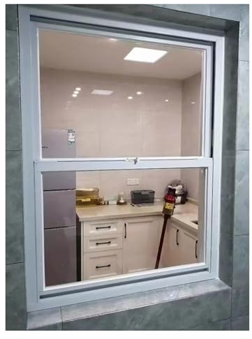 PEYNIR Finestre Finestra scorrevoli Finestre scorrevoli Verticali in Alluminio Bianco, Cucina/Bagno/Soffitta Finestra di Ventilazione con Vetro Trasparente e zanzariera, Finestre(W76cm x H93cm)
