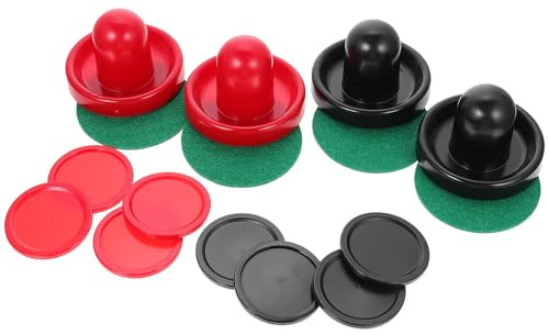 ULTECHNOVO Set Accessori Air Hockey da Tavolo 76mm Spingitori Ergonomici e Dischi di Plastica di Ricambio, Kit Ricambi per Sala Giochi e Partita Competitiva Colore Casuale