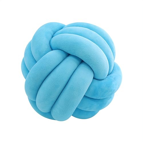 Knotted Pillow,Knot Throw Pillow Cushion Soft Companionship Decorative Sofa Cushion, Knot Cushion,Round Sofa Pillows (Blue, 27cm)