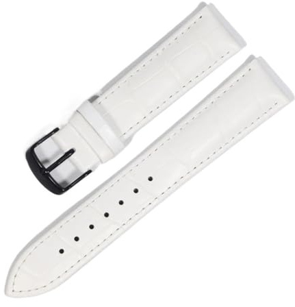 yangfangmei Klockband Läderremmar Klockarmband 12 mm 18 20 22 Klocktillbehör(White Black,24mm)