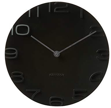 Karlsson Wanduhr On The Edge - Schwarz/Chrom - Ø42cm - Rund - Kunststoff - Wanduhr Modern Wohnzimmer - Wanduhren