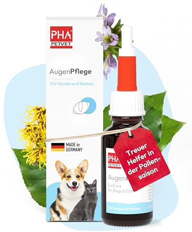 PHA AugenPflege Hund & Katze, Augentropfen zur Reinigung & Pflege, 250 ml | Aus Deutschland, für empfindliche Augen, pflegt & reinigt sanft, Tränenflecken & Verkrustungen, Augenreiniger