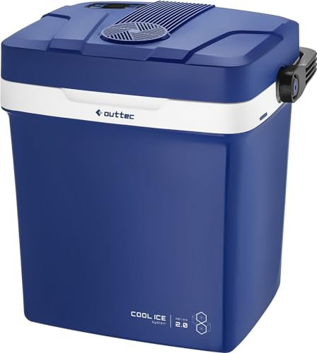 Outtec Mini Kühlschrank, 27L Nutzinhalt, Elektrische Kühlbox Klein, Camping Kühlschrank, Tragbare Kühlboxen, Kühltasche Elektrisch für Camping, Büro, Garten, Picknick, Outdoor (Marineblau)