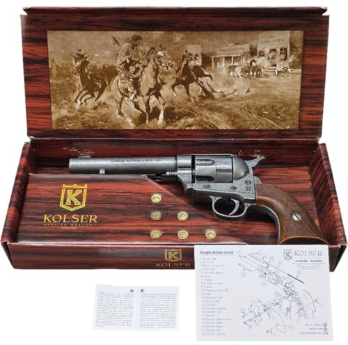 Kolser Set Deko Colt mittlerer grauer Lauf, brauner Griff, 6 Deko-Patronen