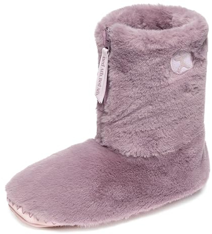 Bedroom Athletics Womens Monroe Faux Fur Slipper Boot Soft Warm Zip Fastening Memory Foam Durable Machine Washable