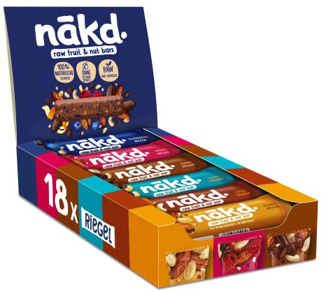 Nakd Fruit & Nut Bar Variety Pack - Vegan - Healthy Snack - Gluten Free - 35g x 18 bars