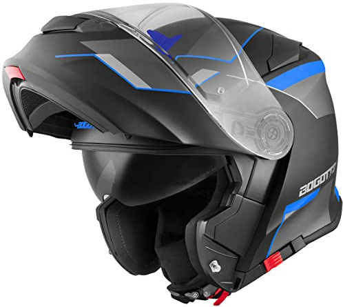 Bogotto V271 Delta Klapphelm, schwarz matt/blau, XS