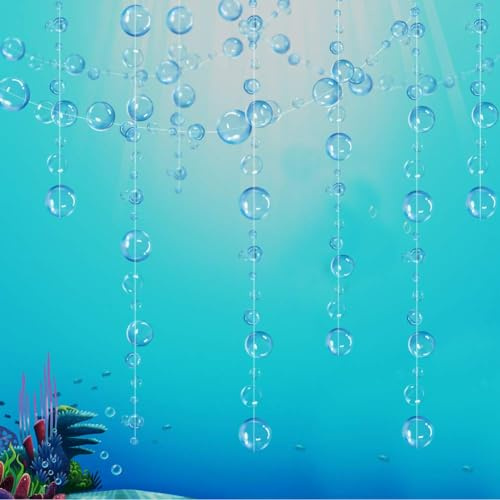 Blaue transparente Luft-Girlanden für Party-Dekorationen, zum Aufhängen, schwimmende Luftblasen, Ausschnitt, Hintergrund für Meerjungfrau unter dem Meer, Geburtstag, Zuhause