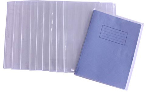 Bright Ideas Clear PVC Book Covers 9”x7”, 365mm x 239mm (Flat), 250 Micron, PK10 Covers. Thick and Extra Strong. Easy to Clean and Wipeable Made to Protect School Exercise Books. BI9001
