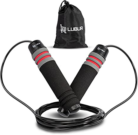 Lubur Sport Springseil - Sprungseil mit rutschfestem und ergonomischem Griff - Individuell anpassbare Springschnur - Hochwertiges Hüpfseil aus Stahl inkl. Transportbeutel