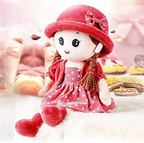 QCHOMEE Poupée de Chiffon Fille Mignonne Jouet en Peluche Bébé Douce Poupée Ornement Maison Mini-Princesse Chapeau et Vêtements Détachables Cadeau de Naissance Anniversaire Valentin Noël-35CM