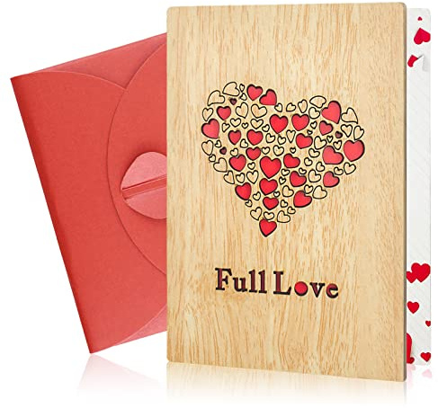 Ourdort Grußkarte aus Holz,Valentinstag Karte mit Umschlag Geburtstagskarte,Geschenkkarte Holz,Hochzeitskarte, Jubiläumskarte,Einladungskarte,Einzigartigem Geschenk für Mutter Ehefrau