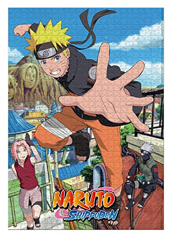 Winning Moves WM02793-ML1-6, Rückkehr, 1000 Stück, Naruto Shippuden Puzzle – Back A Konoha – 1000p