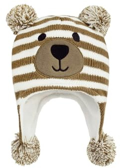 Durio Baby Mütze Mädchen Jungen Kleinkind Earflap Beanie Warm Strickmütze Wintermütze mit Bommel