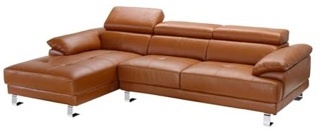 Vente-unique - Canapé d'angle Gauche en Cuir Premium Camel EXCELSIORA
