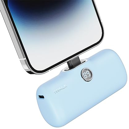 iWALK Caricatore Portatile 4800mAh[2024 Upgrade], Power Bank Ricarica Rapida con Display LED Compatibile con iPhone 14/14 Pro Max/13/12/11/SE/XR/8/7/6s, Blu